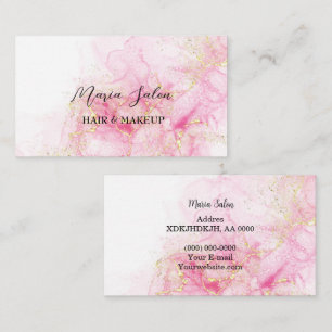 Carte de visite d'aquarelle rose parties scintilla