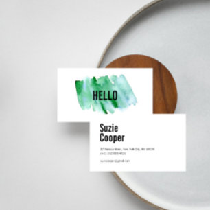 Carte de visite d'aquarelle vert moderne professio