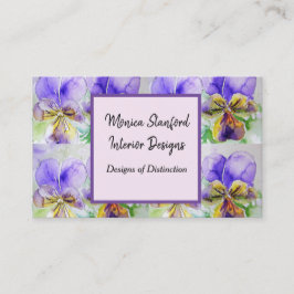 Carte de visite d'aquarelle violet Fleurs de viola