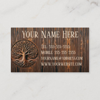 Carte de visite d'arbre en bois sculpté
