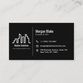 Carte De Visite Dark Business Card with White Minimalist Design