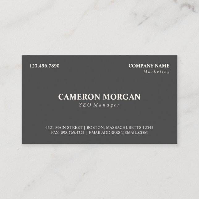 Carte De Visite Dark Grey Basic Professionnel (Devant)