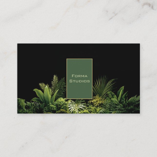 Carte De Visite Dark Jungle Tropical Foliage Minimalist Black (Devant)