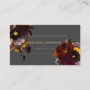 Carte De Visite Dark Moody Autumn Floral Bouquet