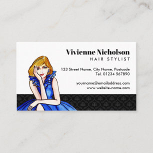 Carte De Visite Dark Royal Blue Cocktail Gown Illustration de mode