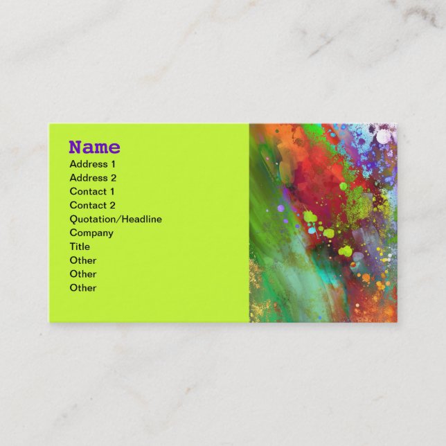 carte de visite d'art abstrait aux couleurs vives (Devant)