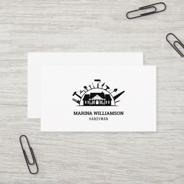 Carte de visite d'artisan | Moderne (Devant/Arrière en situation)