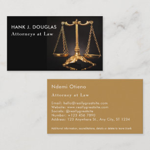 Carte de visite d'avocat en or et noir