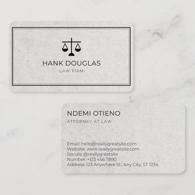 Carte de visite d'avocat moderne (Devant / Derrière)