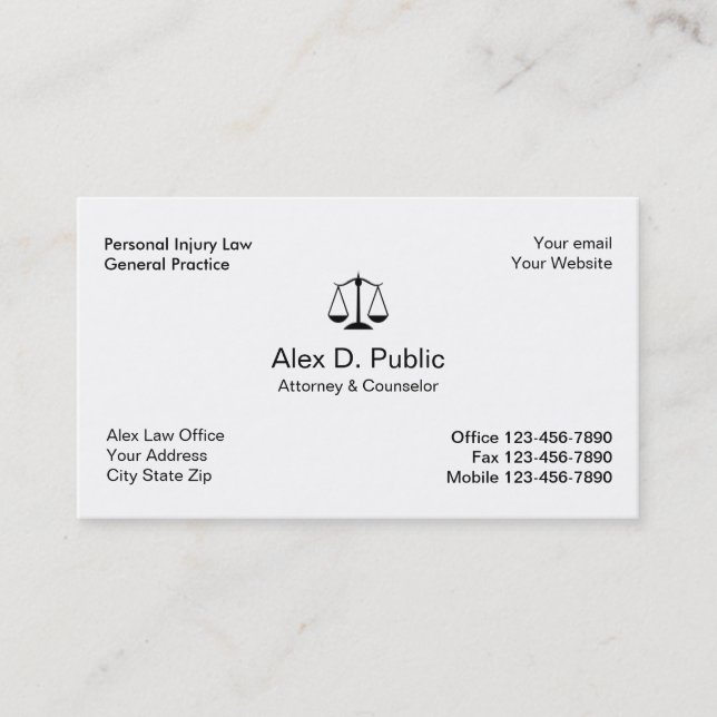 Carte de visite d'avocat simple (Devant)