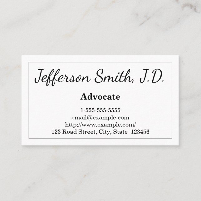 Carte de visite d'avocat tendance et professionnel (Devant)