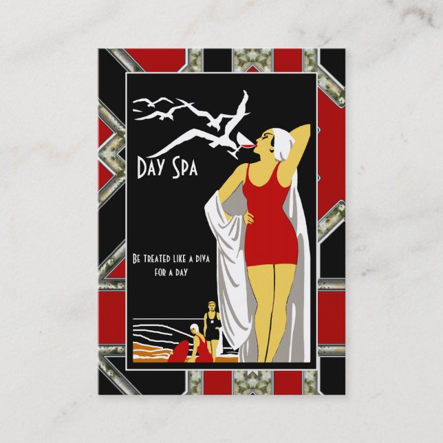 Carte de visite Day Spa Beauté Salon Diva rétro (Devant)