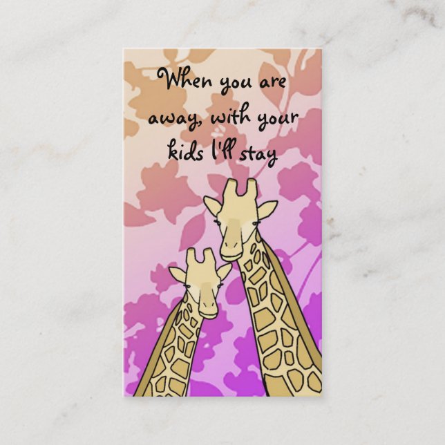 Carte de visite de babysitter (Devant)