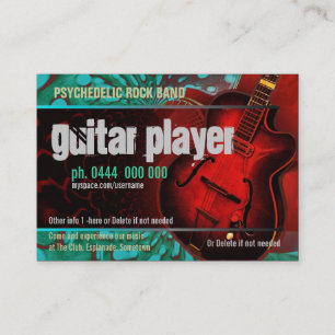 Carte de visite de bande de joueur de guitare