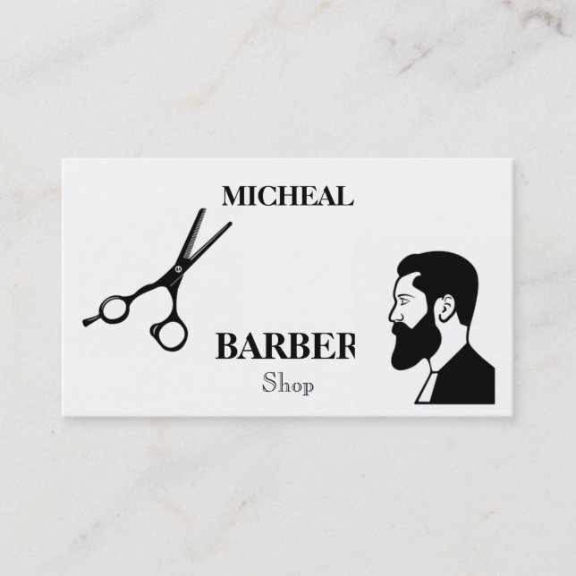 Carte de visite de barbier à lame or Razor simple (Devant)