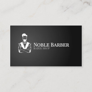 Carte de visite de barbier noir et blanc | Barbier