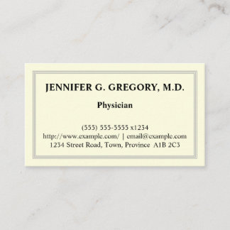 Carte de visite de base de médecin