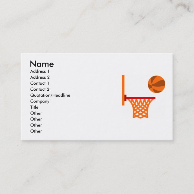 Carte de visite de basket-ball (Devant)