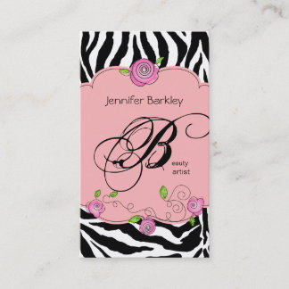 Carte de visite de beauté Zebra Rose Salon Baby Pi