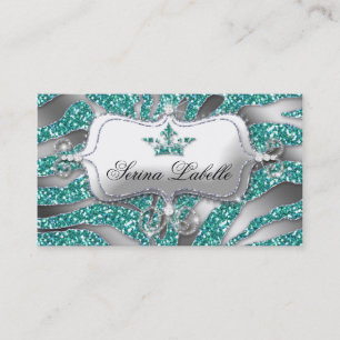 Carte de visite de bijoux Sparkle Zebra Crown Turq