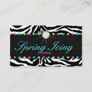 Carte de visite de bijoux Zebra Spring Dots Diamon