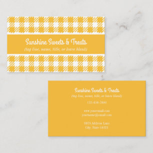 Carte de visite de boulangerie à plaid jaune et bl