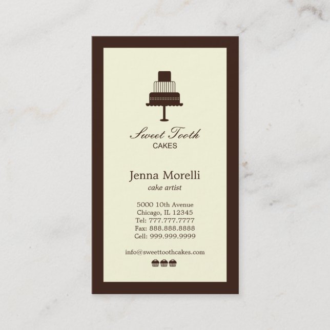 Carte de visite de boulangerie Cake & Cupcakes (Devant)