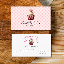Carte de visite de boulangerie Cupcake Faux Croche