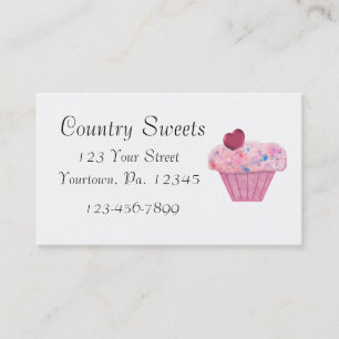 Carte de visite de boulangerie Cupcake Rose