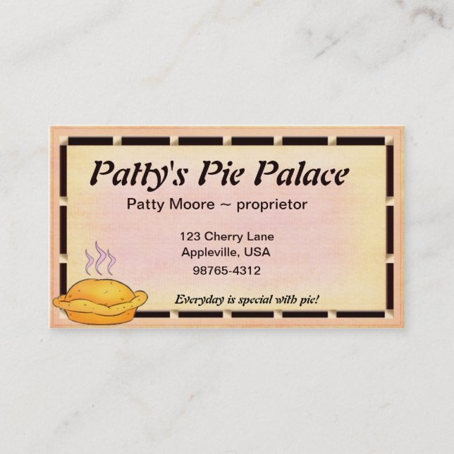 Carte de visite de boulangerie de ~ de tarte (Devant)