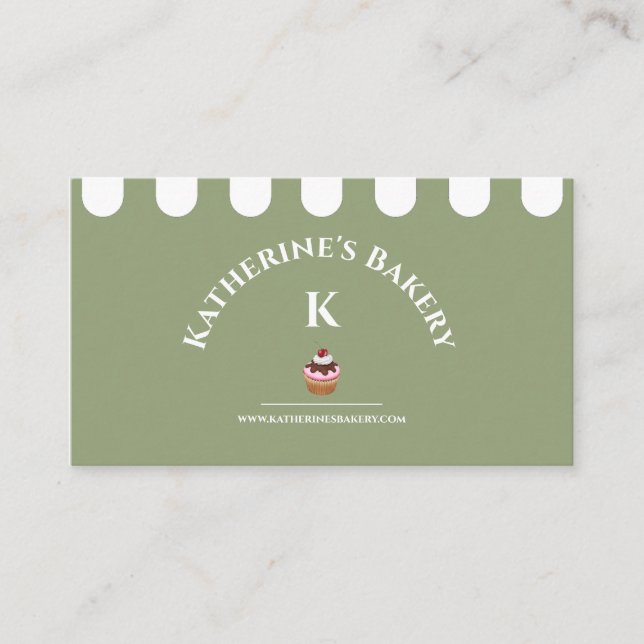 Carte de visite de boulangerie élégante Sage Green (Devant)