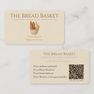 Carte de visite de boulangerie rustique avec logo 