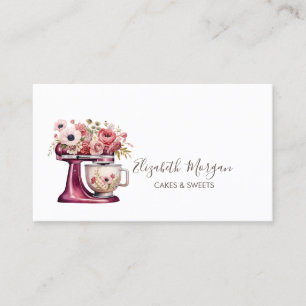 Carte de visite de boulangerie Simple Red Mixer Fl