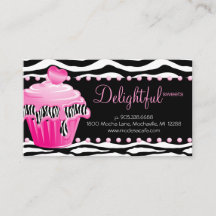 Carte de visite de boulangerie Zebra Pink Cupcake 
