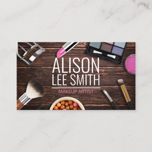 Carte de visite de bureau en bois de maquillage Ex (Devant)