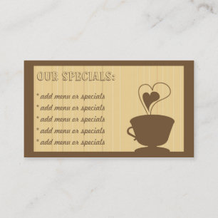 Carte de visite de café et de café de gâteaux