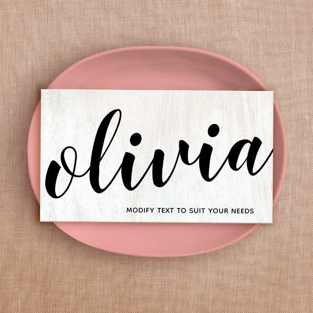 Carte de visite de calligraphie en bois blanc gras (Créateur téléchargé)