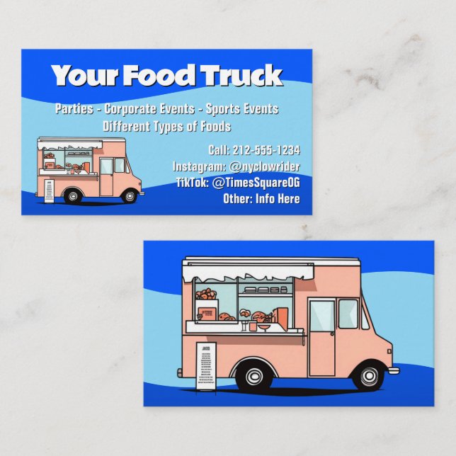Carte de visite de camion de cuisine bleu PERSONNA (Devant / Derrière)
