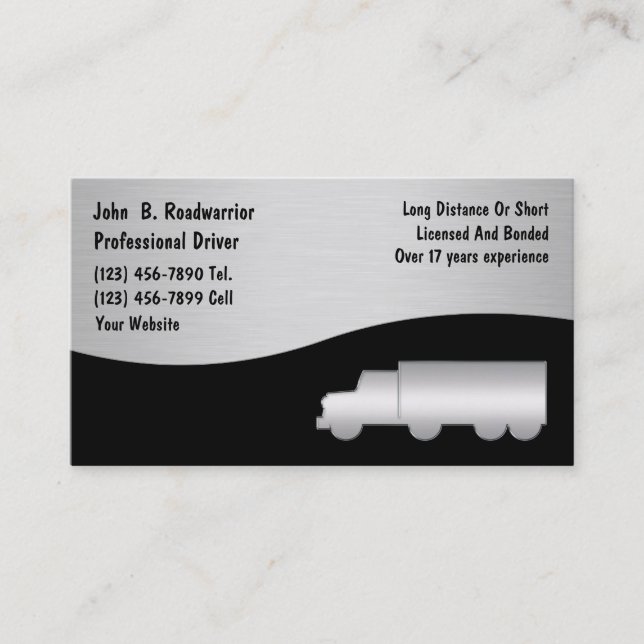 Carte de visite de camionnage (Devant)