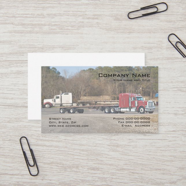 Carte de visite de camionnage (Devant/Arrière en situation)