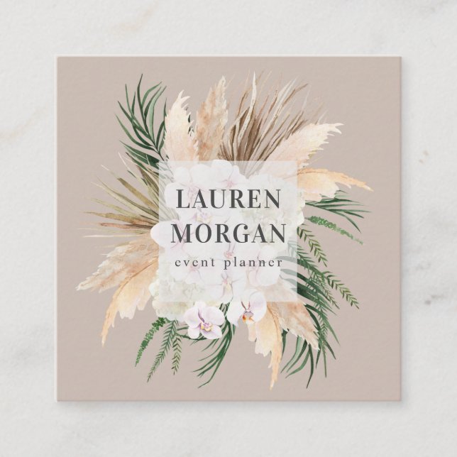 carte de visite de carré à fleurs tropicale (Devant)