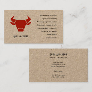 Carte de visite de catering avec logo vintage rust