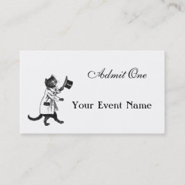 Carte de visite de chat en haut du chapeau personn