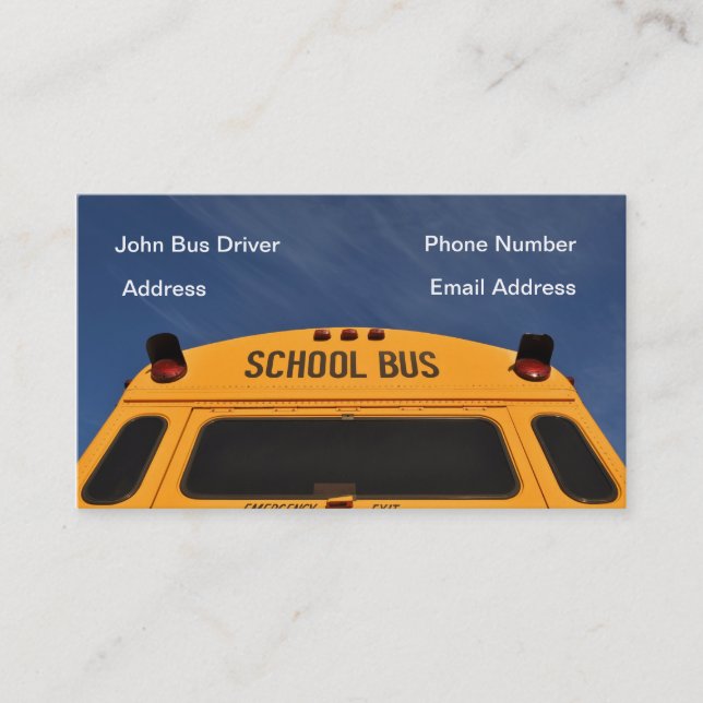 Carte de visite de chauffeur de bus scolaire (Devant)
