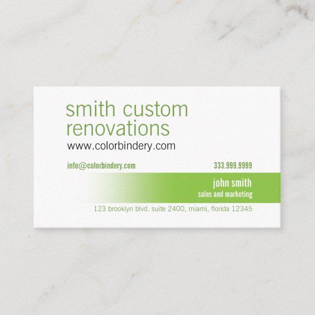 Carte de visite de chemin de couleur verte (Devant)