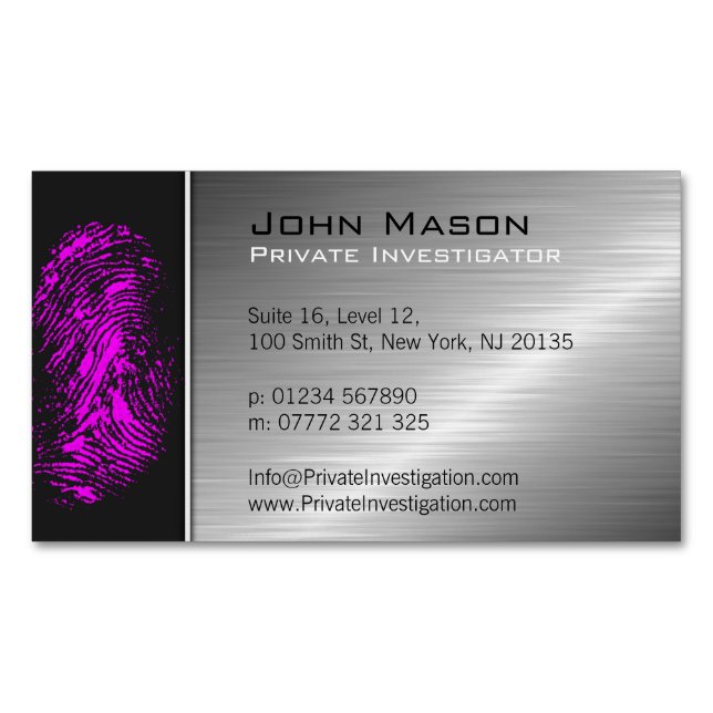 Carte de visite de chercheur PI Pink Fingerprint (devant)