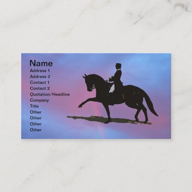 Carte de visite de cheval de dressage (Devant)