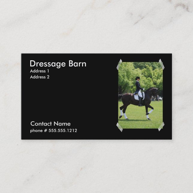 Carte de visite de cheval de dressage (Devant)