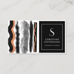 Carte de visite de Chevron Bohémien Noir Moderne