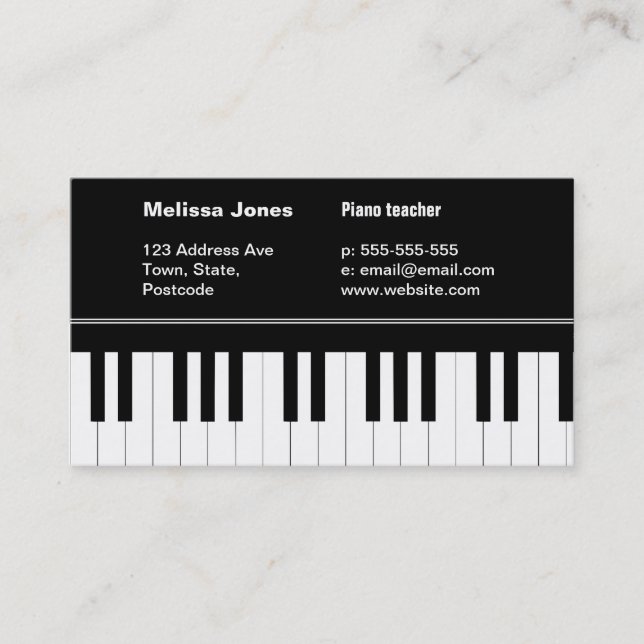 Carte de visite de clavier de piano (Devant)